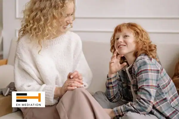 Happy mother and child after sorting child arrangements mediation Richmond upon Thames